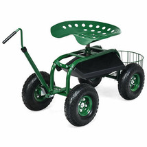 Extendable Handle Garden Cart Rolling Wagon Scooter - Color: Green - £145.51 GBP