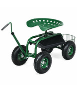 Extendable Handle Garden Cart Rolling Wagon Scooter - Color: Green - £143.47 GBP