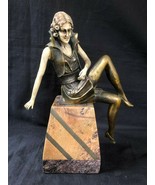 Ferdinand Preiss Figurine Bronze De Danseuse Sur Un Élevé Marbre Base - £707.43 GBP