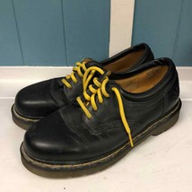 Dr. Martens black mens 7 women’s 8 leather loafers yellow laces lace up ... - $87.52