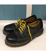 Dr. Martens black mens 7 women’s 8 leather loafers yellow laces lace up ... - £69.74 GBP