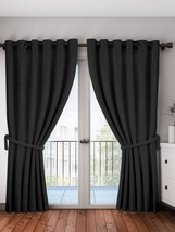 Door Curtains Set of 2 Piece with 3 Layers Weaving Thermal Insulated ( Black ) - £52.18 GBP