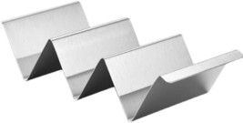 Taco Tray Stainless Steel 3 Taco Holder Double-Sided Stand for Taco Pres... - $18.72