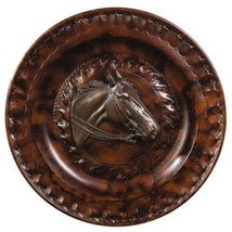 Charger Plate EQUESTRIAN Lodge Horse Head Pie Crust Edge Resin Hand-Cast Relief - £159.07 GBP