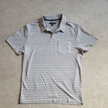 Banana Republic Polo Shirt Mens Size L Gray Striped Short Sleeve Cotton Blend - £17.34 GBP