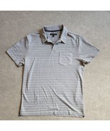 Banana Republic Polo Shirt Mens Size L Gray Striped Short Sleeve Cotton ... - £17.02 GBP
