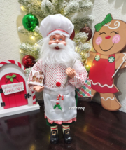 Christmas Gingerbread Santa Claus Doll Candy Cane Red White Figurine Fig... - $32.99