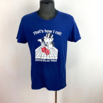 Mens Monopoly T-Shirt Large Fruit of the Loom Sofspun Dark Blue Short Sleeves - £10.93 GBP