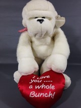 Carlton Cards RARE Heart Warmers White Monkey Plush Chimp I love You Red Pillow - $64.99