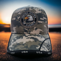 Green Camouflage USA Cap With Bald Eagle Adjustable New - $11.88