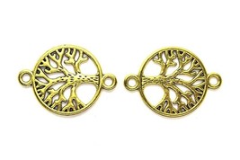 Tree of Life Charm Metallic Connector Gold Pendant 8pcs for Jewellery &amp; Crafts - £1.98 GBP