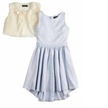 Girls Dress D-Signed Disney Easter Blue Sleeveless HI-Lo &amp; White Bolero-sz 7/8 - £33.23 GBP