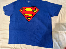 Vintage Superman Logo Blue Short Sleeve Men’s XXL Tee Shirt Graphic - £14.11 GBP