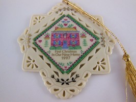 Lenox First Christmas in Our  New Home  1997 Fine Porcelain Ornament  3" x  3.5" - $12.86