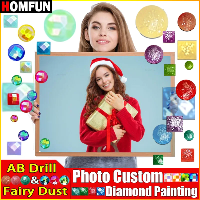 HOMFUN Fairy Dust AB Photo Custom Diamond Painting 5D DIY Picture Rhinestones - £7.15 GBP+
