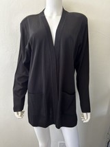 Exclusively Misook Cardigan Jacket Open Front Black Pockets Size Xl - £52.43 GBP