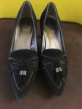 VINTAGE Tahari KAREN Velvet LOAFER Design PUMPS Double TASSEL Front Size 6 - $19.79