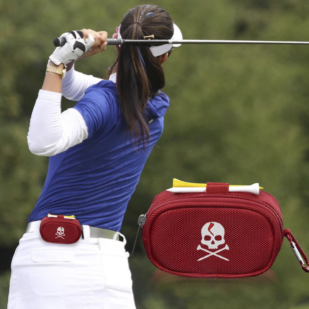 Sporting Mini Golf Ball Bag Tee Holder Storage Pouch Portable Skull Golf Zip Han - £18.47 GBP