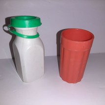 Fisher Price Fun w/Food Milk Bottle w/Green Top #637 #131 #2102 Orange Cup  - $6.93