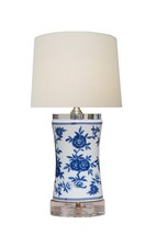 Blue and White Floral Porcelain Brush Holder Table Lamp 14.5&quot; - £112.42 GBP