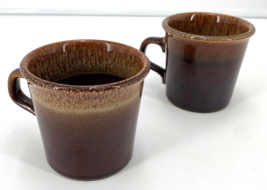 Vintage Taylor International U.S.A. Mugs Brown &quot;Drip&quot; Stoneware - Lot of 2 - £8.88 GBP