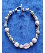 Agate and Sterling Silver and Crystal Bead Bracelet - $25.00