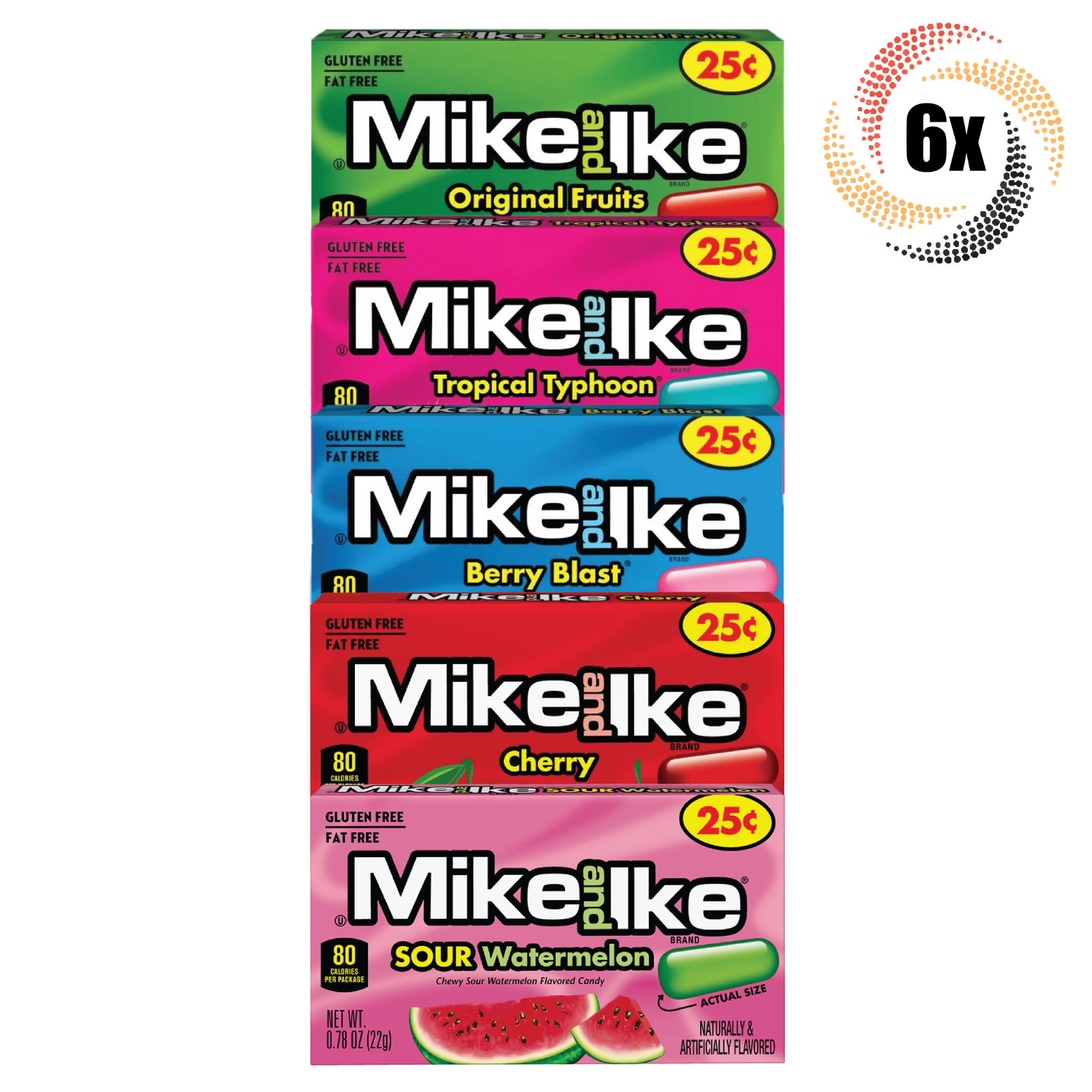 6x Packs Mike &amp; Ike Variety Flavor Chewy Candy | .78oz | Fat Free | Mix ... - $10.32