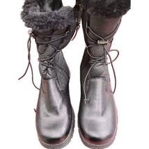 Khombu Bungee Womens Boots 11 M Black Insulated Waterproof Side Zip Faux Fur - £29.37 GBP