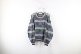 Vintage 90s Coogi Style Womens Medium Ed Bassmaster Rainbow Pastel Knit Sweater - £37.54 GBP