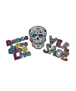 Large Sequin Patch Set Skull Dance Spellout Iron On Applique 3 Piece Dec... - $11.29