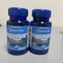 2 Pack Puritan&#39;s Pride Cod Liver Oil Supplement, with Vitamins A &amp; D, 100 ct - £14.88 GBP