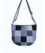 Upcycled Denim Patchwork Crossbody Bag: Handmade Jeans Purse - $1,656.30 MXN