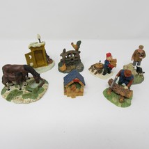 1995 Santa&#39;s Best Christmas Village Figurine Lot of 7 Farm Country Life - £11.63 GBP