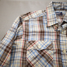 Vtg Levis Western Men&#39;s Size L Shirt Plaid Blue Red Beige Normcore Gorpcore - £12.68 GBP