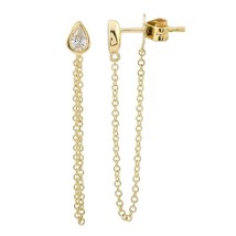 Authenticity Guarantee 
Pear Diamond Bezel Chain Teardrop Dangle Drop Earring... - £786.12 GBP