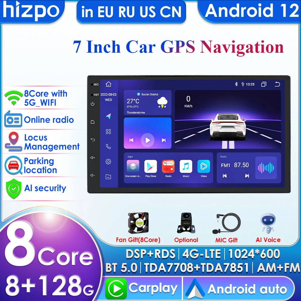 7 inch DSP AI 2Din Car Radio Carplay Android Auto 4G LTE for Universal - £62.93 GBP+