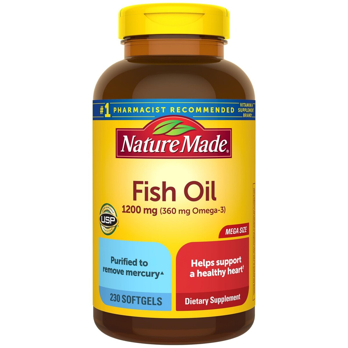 1/2027 Nature Made Fish Oil Omega 3 Supplements, 1200 mg 230 Softgels, - $17.81