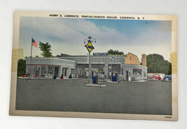 VTG Postcard Cazenovia, New York, Lawrence Pontiac Dealer-Sunoco Gas Station - £7.37 GBP
