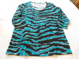 Coral Bay Women&#39;s Ladies 3/4 Sleeve Shirt Top Size Variations Teal Black NWT - £14.17 GBP