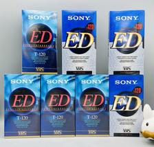 Sony T-120 6 Hrs VHS VCR Tapes Pack Of 7 Blank  Genuine Premium Grade Se... - $25.74