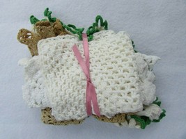 Lot 5 Vintage Doilies Doily Crochet  Crocheted Cotton 30405 Ecru Ivory Lace - $32.66