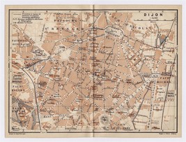 1905 Antique City Map Of Dijon / Burgundy / Bourgogne / France - £16.79 GBP