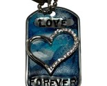Kate Mesta Crystal LOVE FOREVER Crystal Heart Dog Tag Necklace  Art to W... - £18.16 GBP