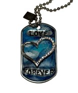 Kate Mesta Crystal LOVE FOREVER Crystal Heart Dog Tag Necklace  Art to W... - £17.87 GBP