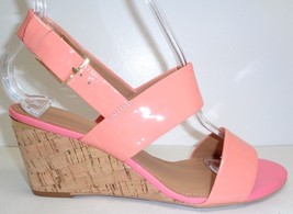 Calvin Klein Size 9.5 PEARLA Coral Patent Leather Wedge Sandals New Womens Shoes - £92.67 GBP