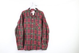 NOS Vintage 70s Streetwear Mens Size Large Rainbow Plaid Flannel Button Shirt - £53.57 GBP