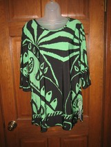 Peek-a-Boom Green &amp; Black Abstract Print Pullover Knit Top - Size 2XL - £14.61 GBP