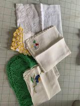 Vintage hand Crocheted &amp; Embroidered Hankies Set #6g - £9.57 GBP