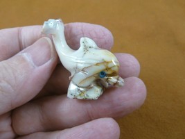 Y-DOL-58 little white tan DOLPHIN figurine carving Soapstone PERU love d... - $8.59