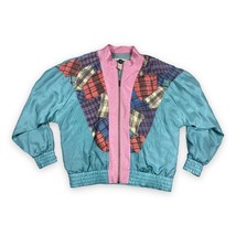 Vintage 90s Out Brook 100% Silk Track Jacket Oversized Patchwork Look Ba... - £21.11 GBP